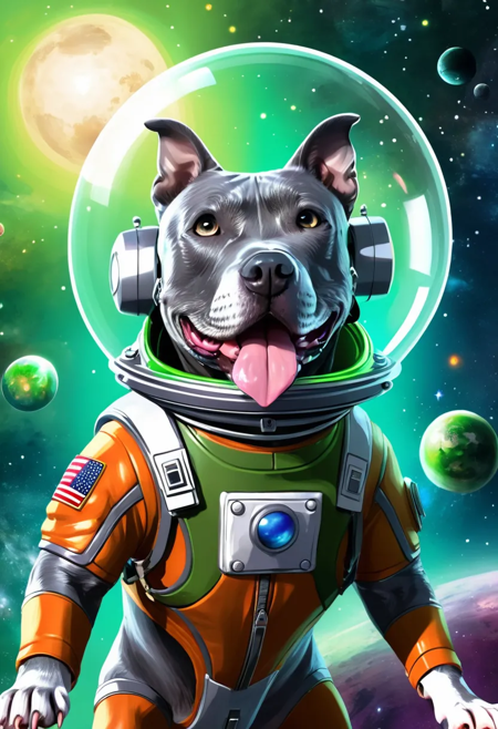 Gray Pitbull Dog SDXL
