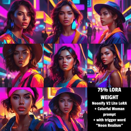 Neonify SDXL - Neon Realism + Cel Shading + Cartoonerize (5 Lora Levels)
