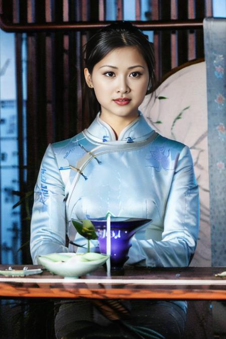 【Realistic】蓝绿色 丝绸 旗袍 China Dress / Cheongsam / Qipao版本v1.0 (ID: 259974)