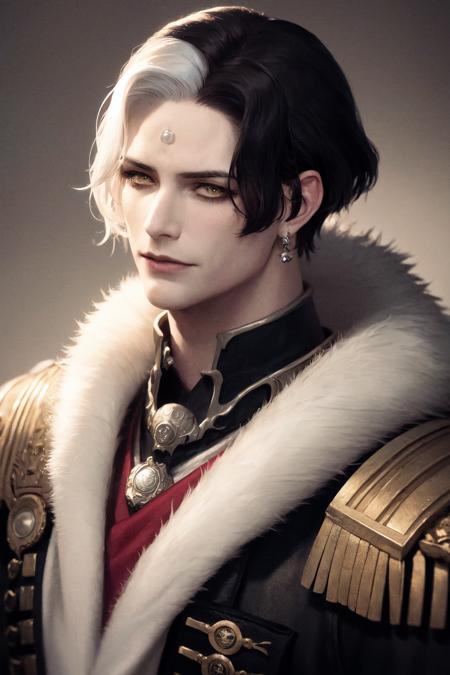 Emet-Selch (FFXIV) | エメトセルク | 爱梅特赛尔克 (FF14)版本white streaked hair, black hair (ID: 23206)