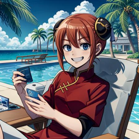 talking on phone in resort