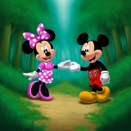 Mickey and Minnie together.