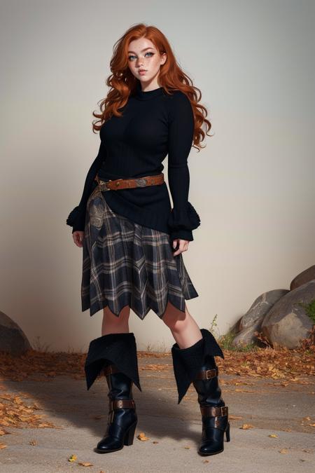 Grunge Plaid Skirt & Sweater