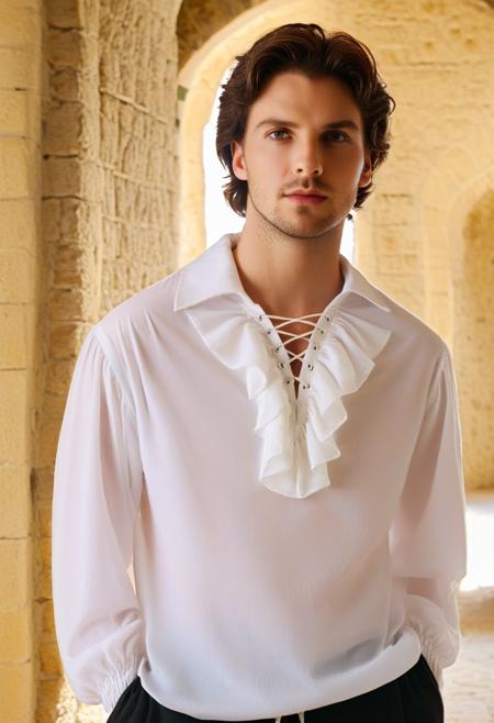 Pirate Shirt / Poet Shirt / Laced-up Ruffle Shirt - SDXL