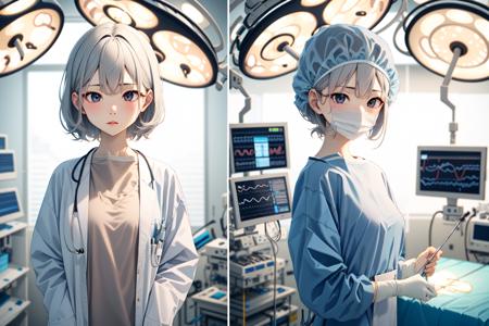 Doctor labcoat / surgical outfits Side-by-Side