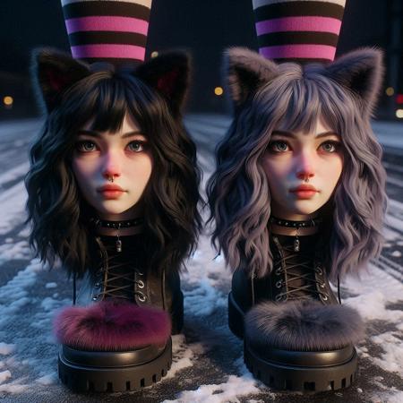 Neko Goth Girl on Feet