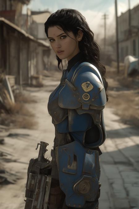 Fallout shelter female character style, sometimes with dogs