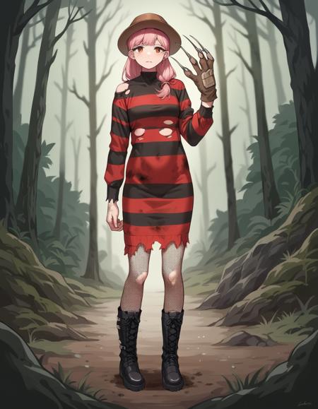 Mrs. Krueger (Nightmare on Elm Street) | Striped Dress and Claw Glove