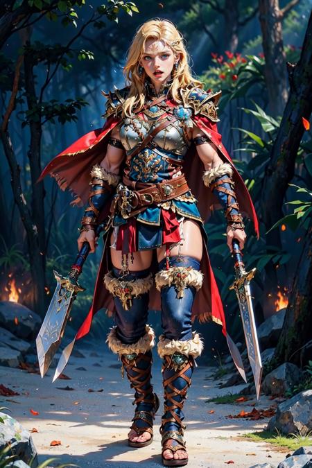 Viking warrior holding axes
