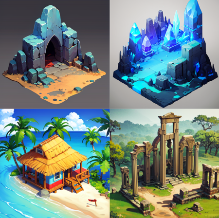Stylized Setting (Isometric) SDXL & SD1.5版本v1.0 (ID: 128894)