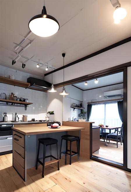 日本の住宅のLDK (living room & dining room & kitchen) SDXL版本SDXL_V1 (ID: 456272)
