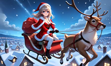 girl like reindeer sleigh