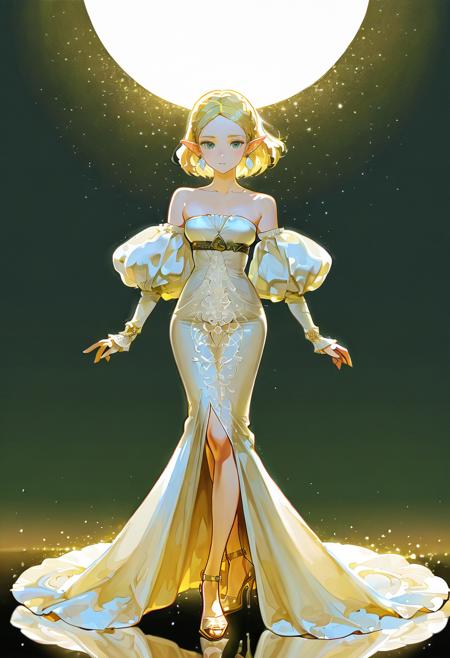 Puffy Sleeved Glitter Gown
