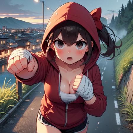 girl like hanging sandbag / jogging / boxing