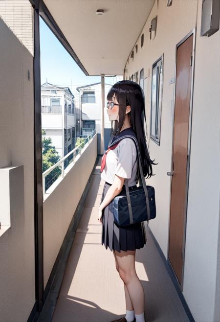 マンションの廊下 / apartment hallway SDXL