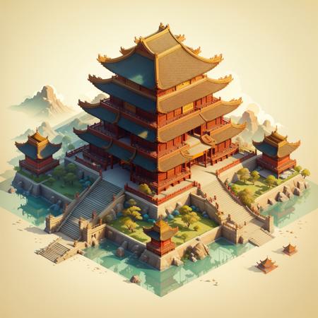 Isometric Chinese style Architecture LoRa