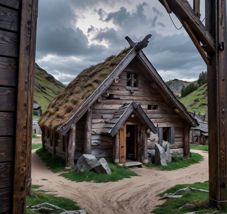 Viking houses and standing stones