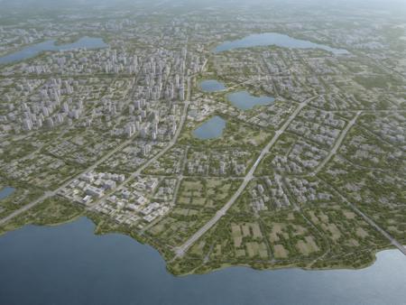 Bird's-eye view of urban design scenes