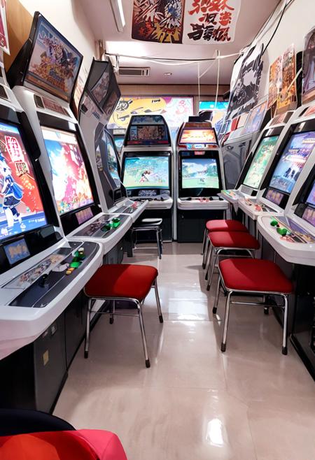 日本のゲームセンター（ビデオゲーム）SDXL