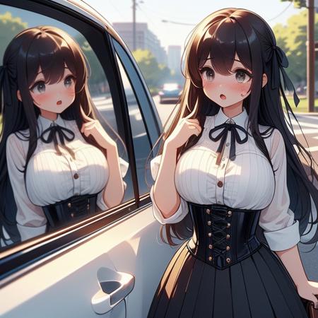 girl like car glass / showcase glass