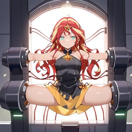 Hands and legs are bound by the machine