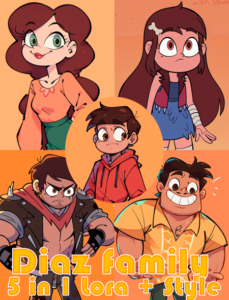 Diaz Family (Marco, Future Marco, Mariposa, Angie, Rafael Diaz) - Star vs the Forces of Evil版本v1.0 (ID: 598575)