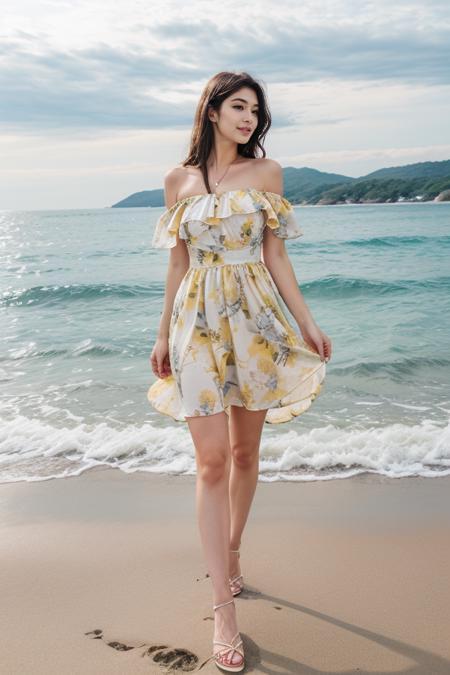 Off Shoulders Flower Print Dress By Stable Yogi