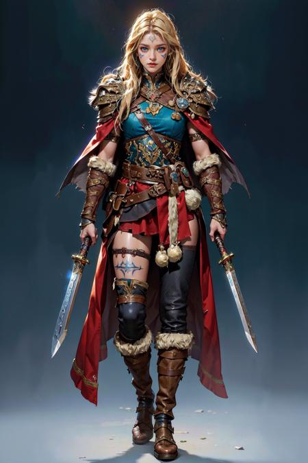 Viking warrior holding axes