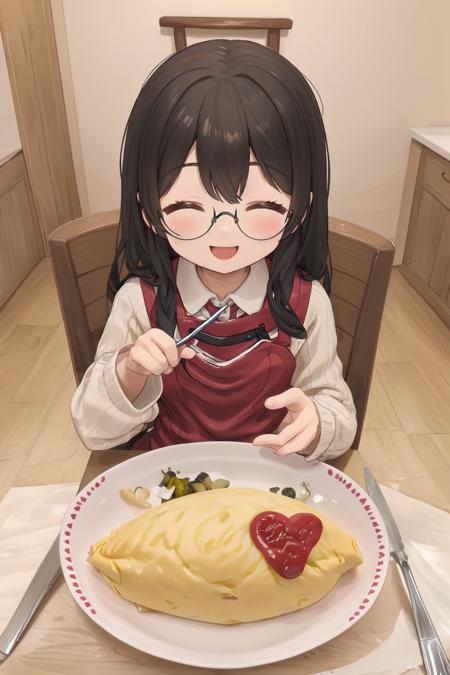 オムライス❤ Draw a heart with ketchup on top of omurice. SD15
