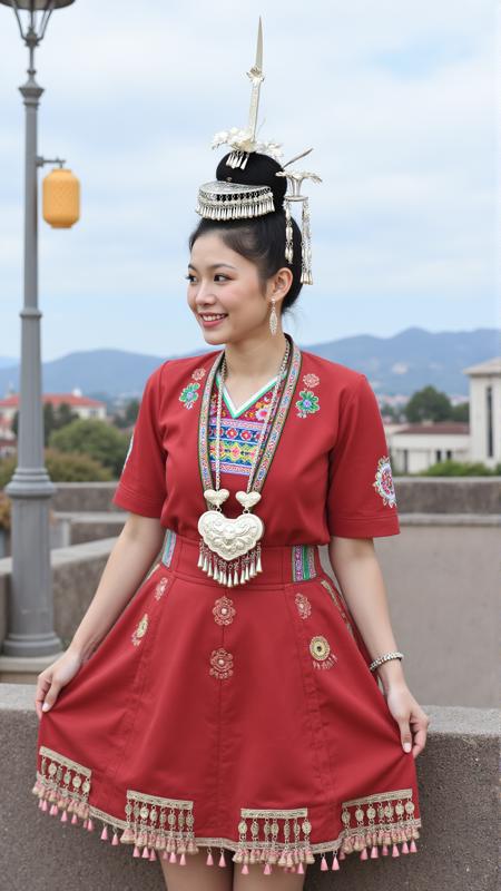 贵州肇兴侗寨的侗族少女服饰