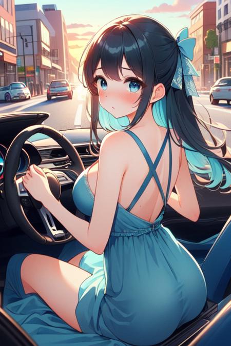 girl like mini car / driving cabrio