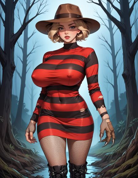 Mrs. Krueger (Nightmare on Elm Street) | Striped Dress and Claw Glove