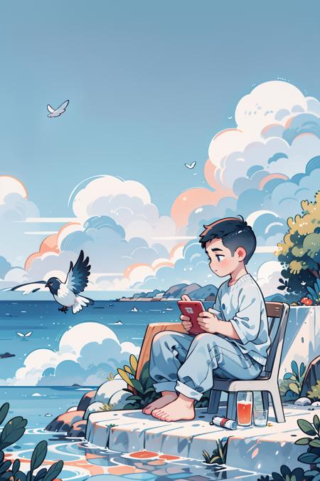 kk-boy | 短发少年扁平绘画风格