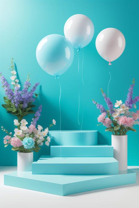 【E-commerce background】 Fresh and clean art style product empty display booth no human