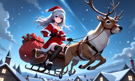 girl like reindeer sleigh