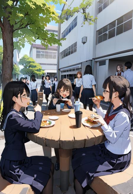 学校の中庭 School courtyard SDXL
