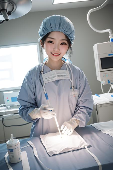 Female Surgeon / Surgical Nurse Taking Off Mask