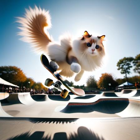 (HotShotXL Video) Skateboarding Flame Point Ragdoll Cats aka  skatebingbing