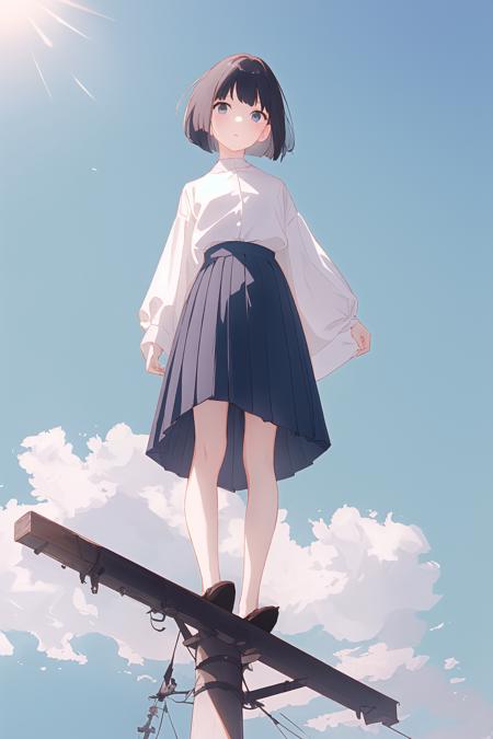 立于电线杆之上(on utility pole)