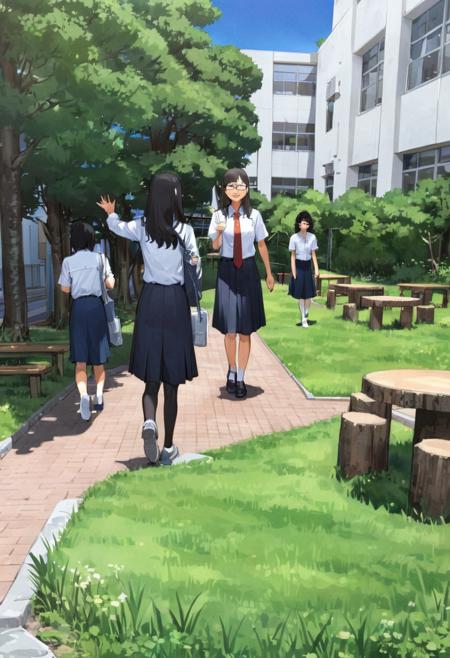学校の中庭 School courtyard SDXL