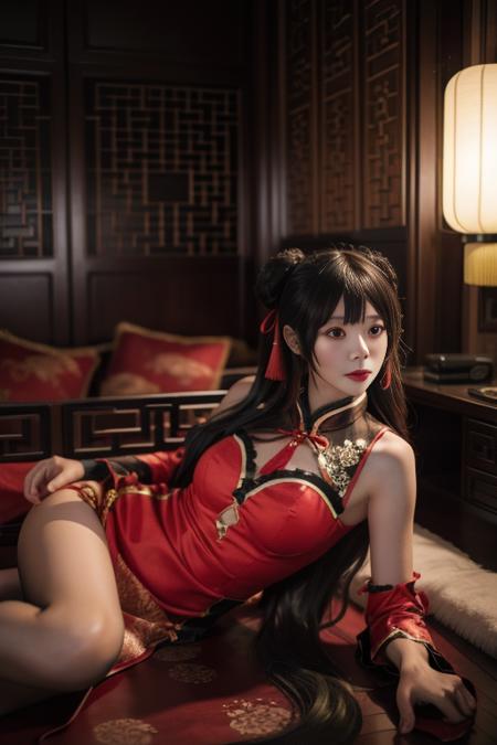 时崎狂三 新春旗袍-红黑 tokisaki kurumi chinese clothes-red&black