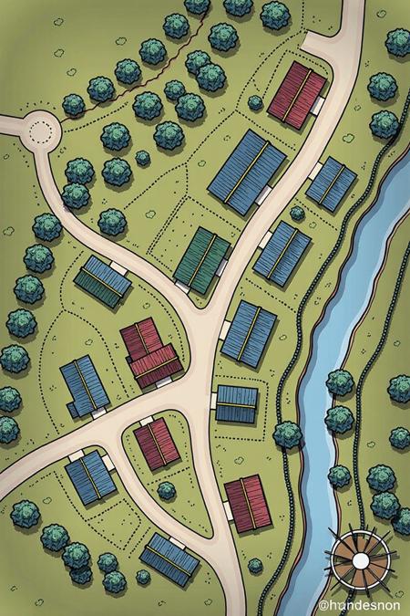 Envy Flux Fantasy Town Map 01 - Town and village maps for D&D and other RPGs
