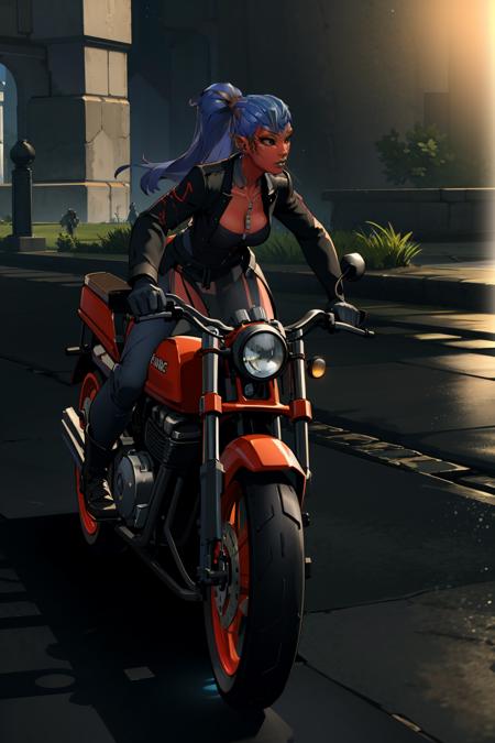 sylvari - ponytail red skin/blue hair