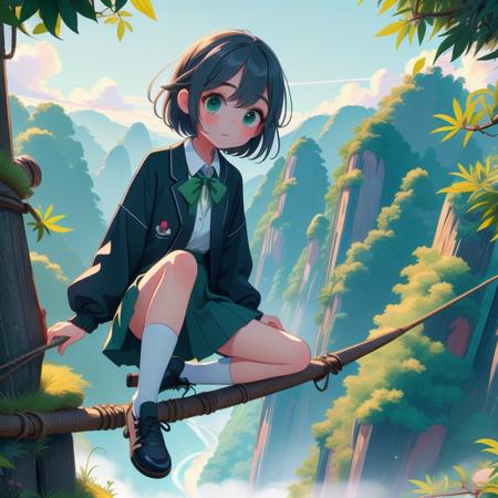 girl like climb mountain / tightrope