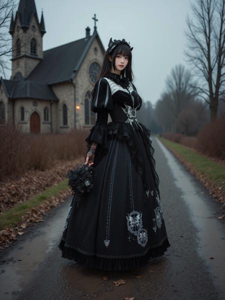 [Flux.1 D][Realistic] Gothic Dress | 哥特风裙子