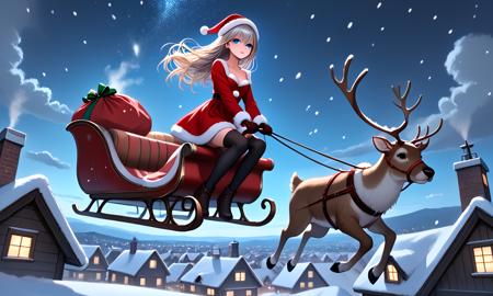 girl like reindeer sleigh