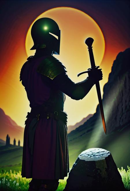 The Excalibur sticking in a rock
