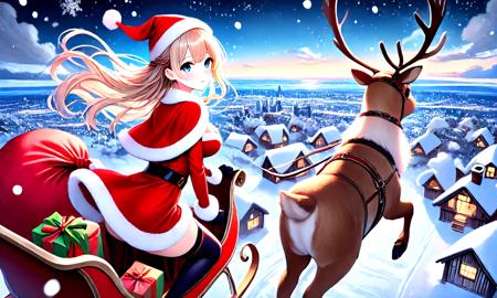 girl like reindeer sleigh