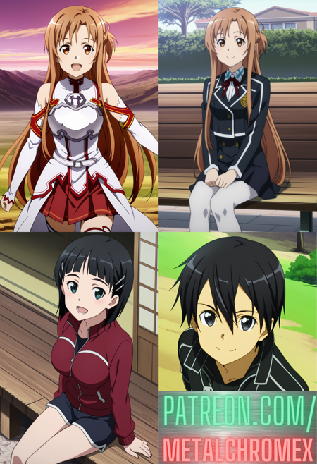 Asuna Yuuki, Suguha Kirigaya, and