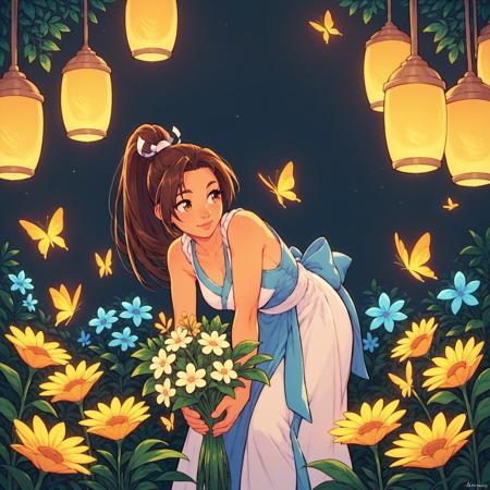 In The Flower Garden At Night Single Image Dataset LoRA